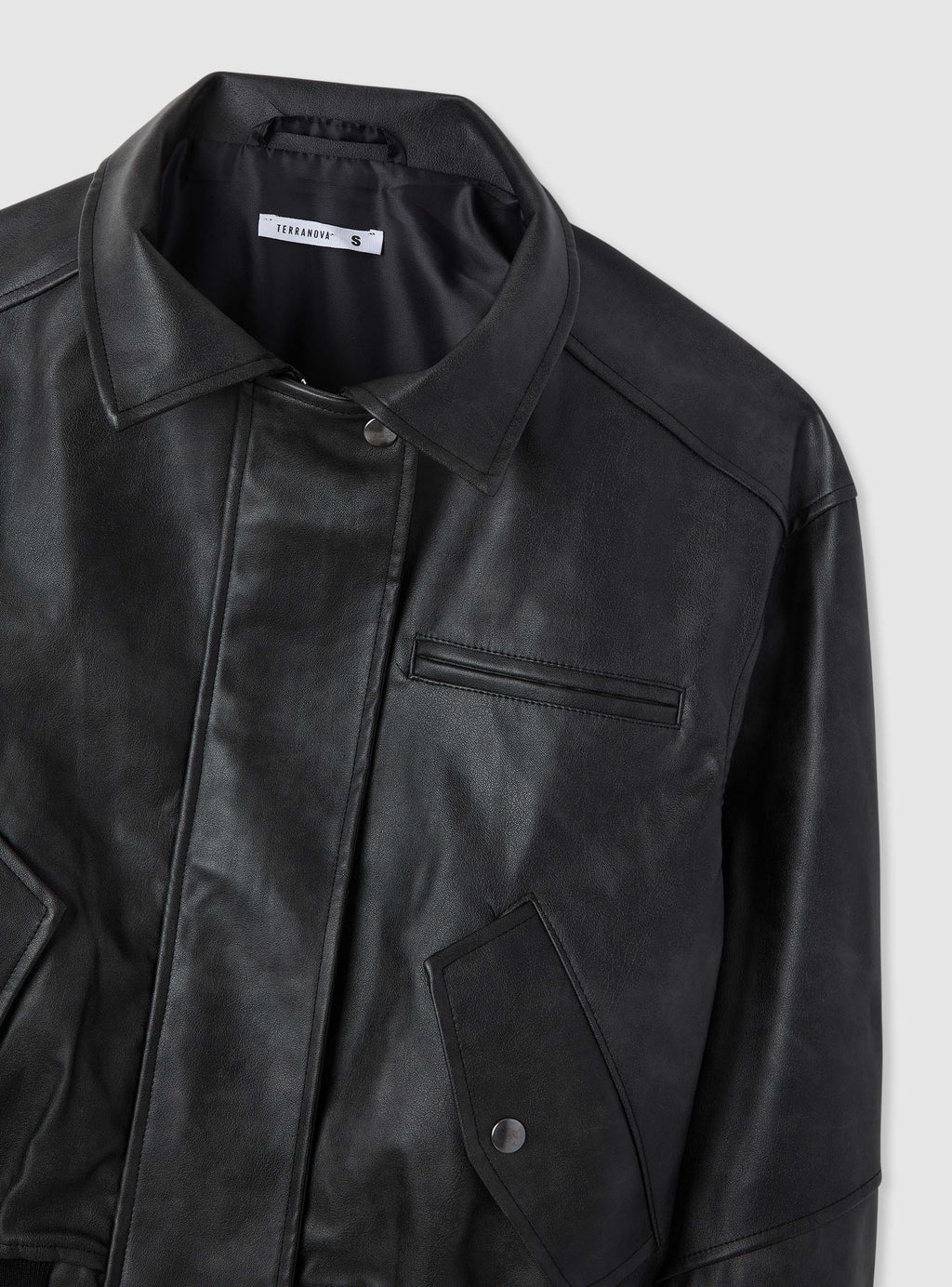 Faux leather trench coat