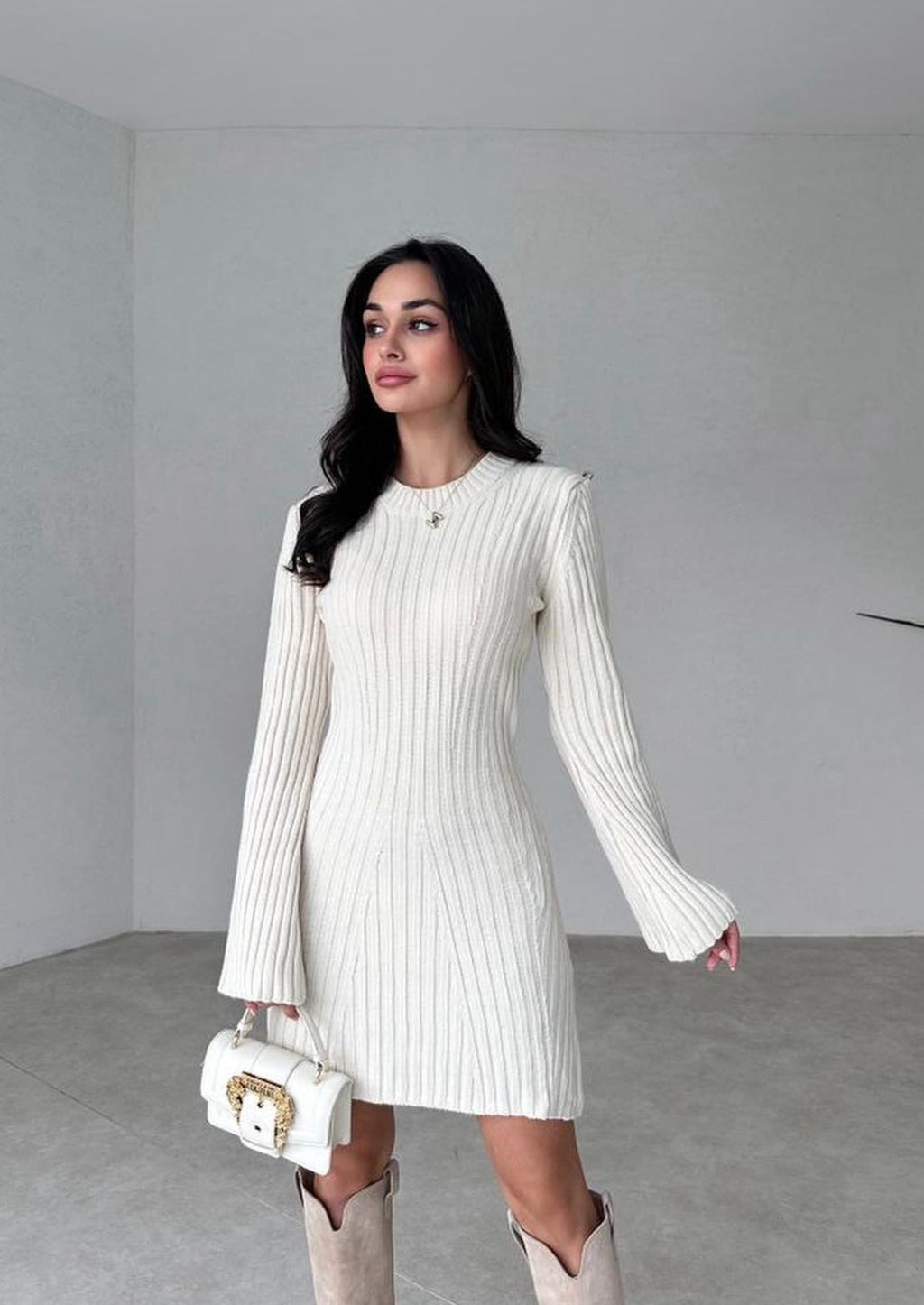 Laia | Vestido corto de suéter de otoño