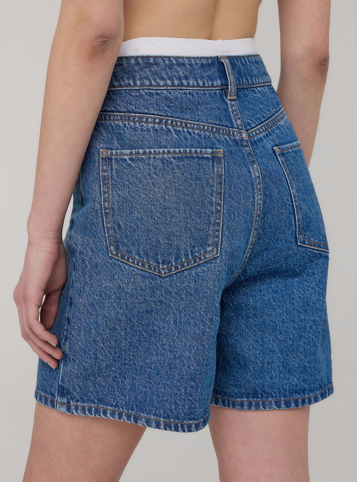 Medium Denim Blue Denim Bermuda Shorts
