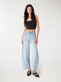 Light Denim Blue Studded Balloon Jeans