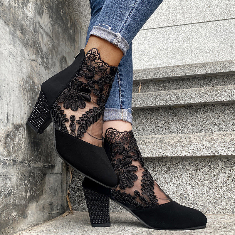Jolie | Botines Elegantes de Encaje con Tacón
