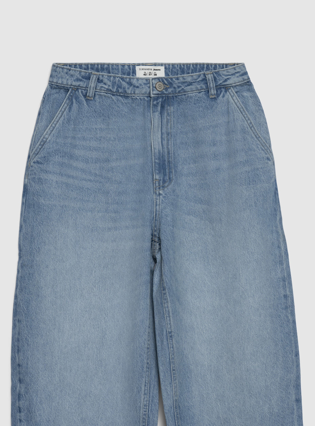 Light Denim Plain Baggy Jeans