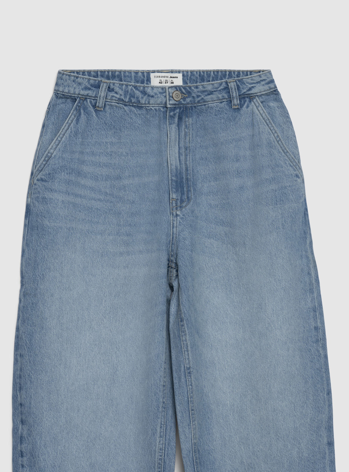 Light Denim Plain Baggy Jeans