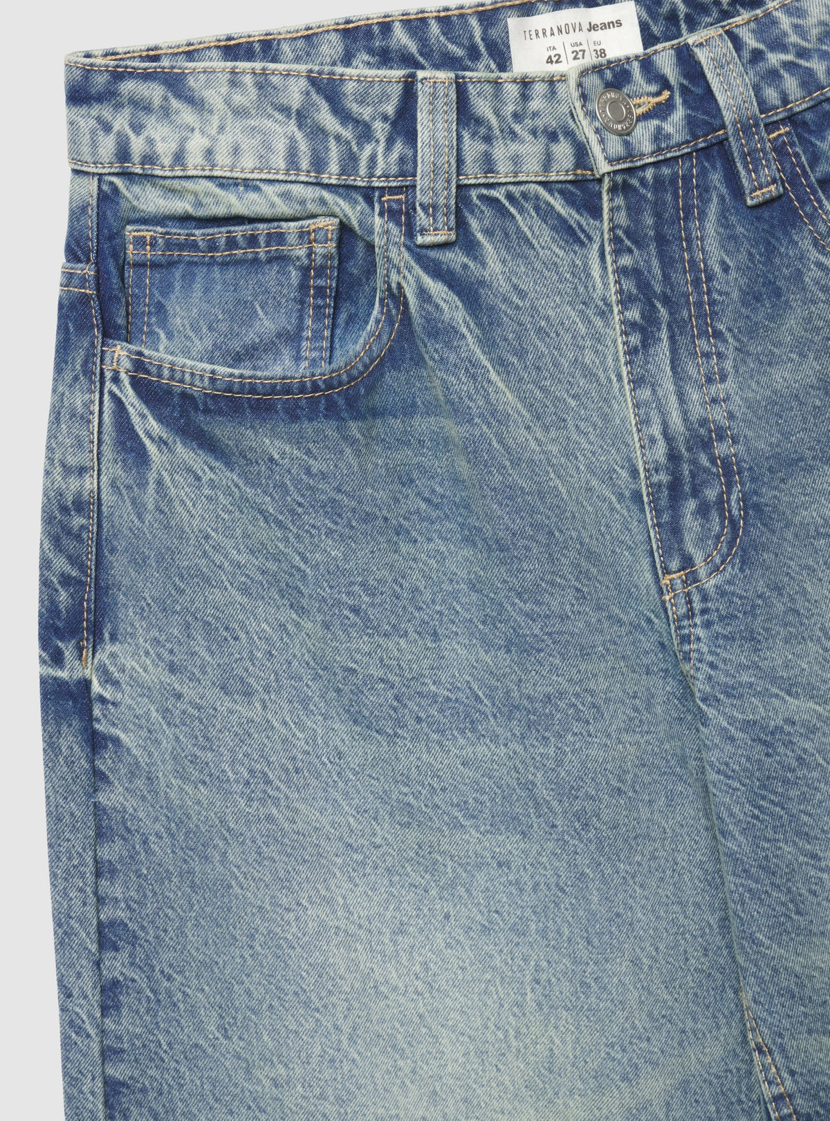 Barrel Jeans with Back Buckle Medium Denim Blue