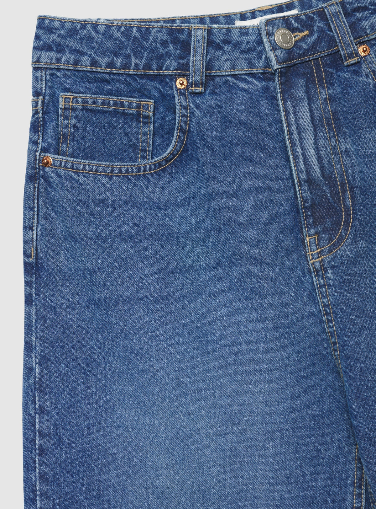 Wide-Leg Cuff Jeans Medium Denim Blue