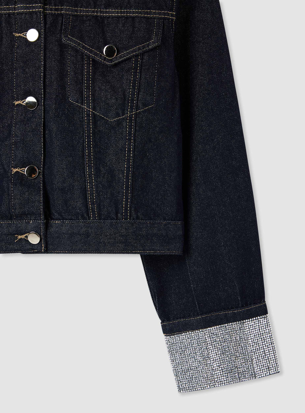 Chaqueta Vaquera con Aplicaciones en los Puños Azul
