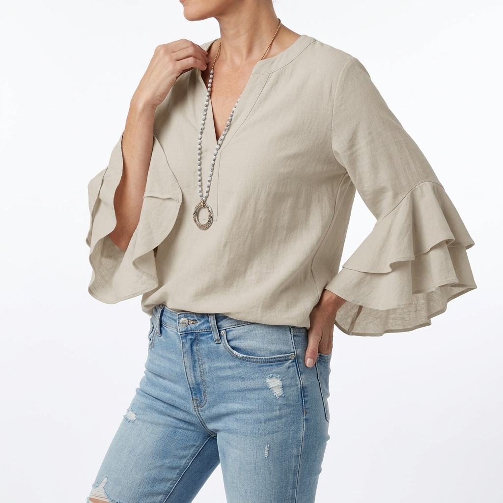 Mélorisse | Blusa Fluida con Mangas de Volantes