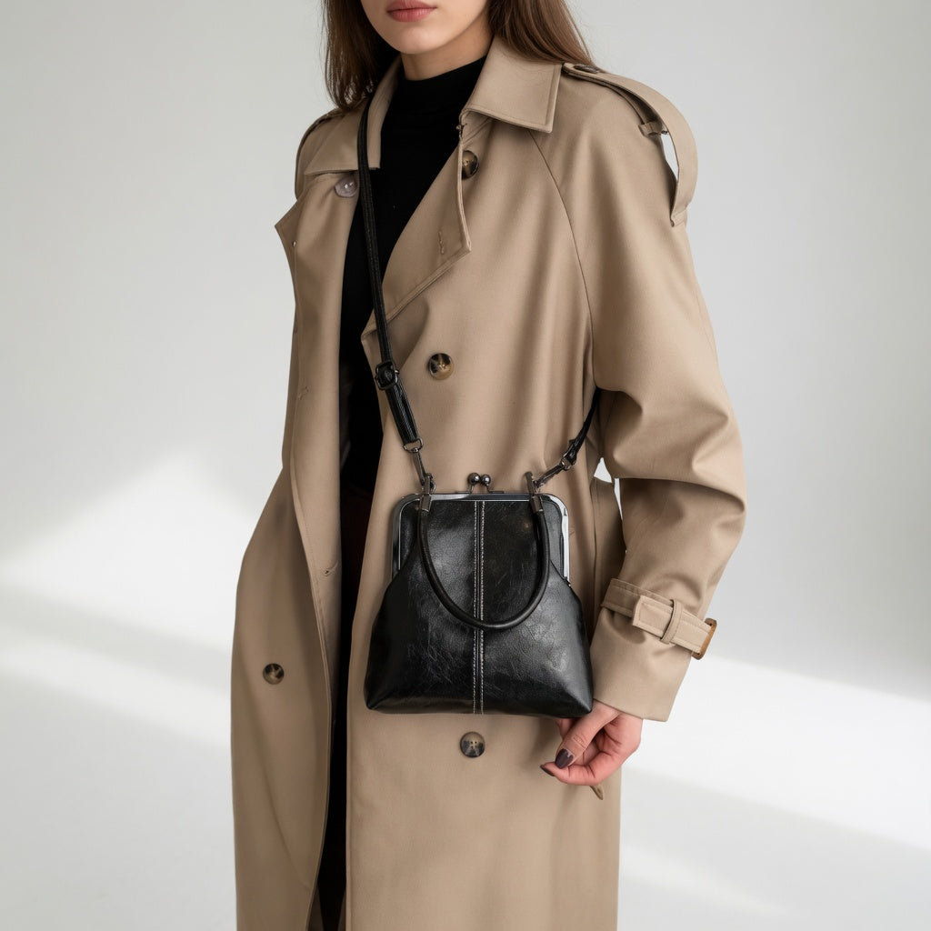 Honorine | Bolso de Mano Retro con Cierre de Clip