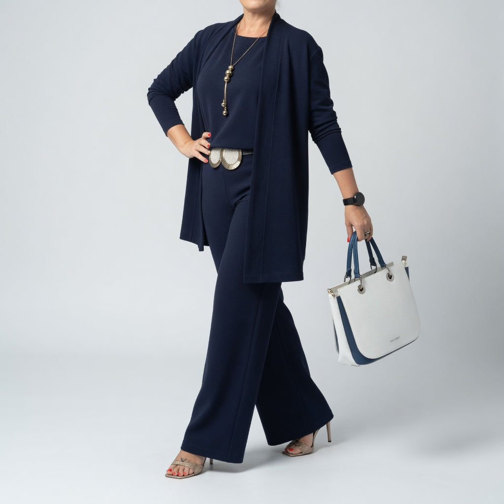 Conjunto Élégantine de 3 Piezas con Cárdigan y Pantalón