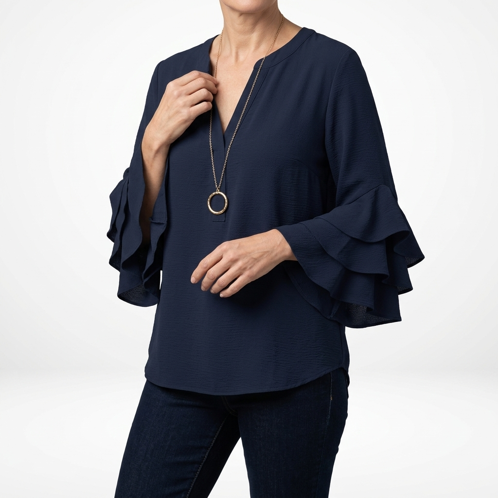 Mélorisse | Blusa Fluida con Mangas de Volantes