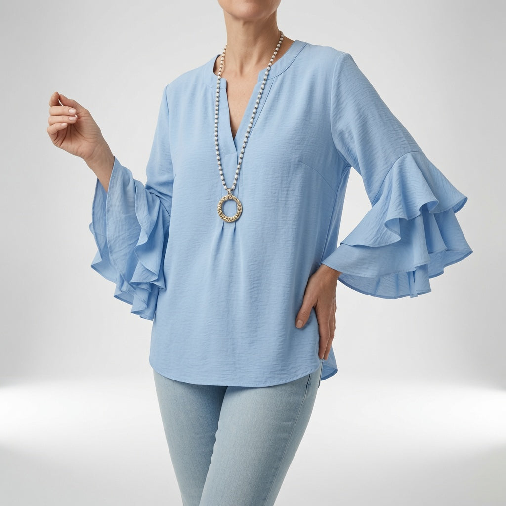 Mélorisse | Blusa Fluida con Mangas de Volantes