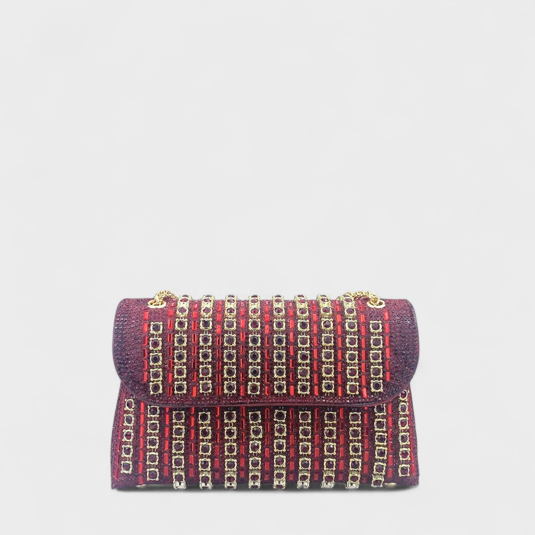 Claudia - Bolso de hombro con cadena elegante y diamantes de colores