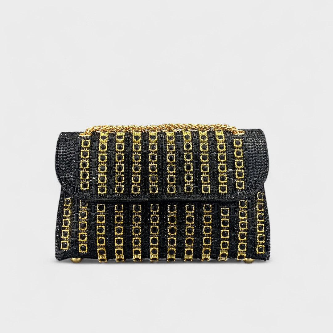 Claudia - Bolso de hombro con cadena elegante y diamantes de colores