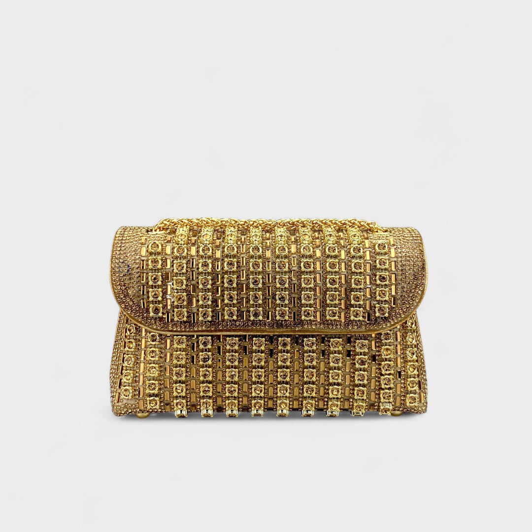 Claudia - Bolso de hombro con cadena elegante y diamantes de colores