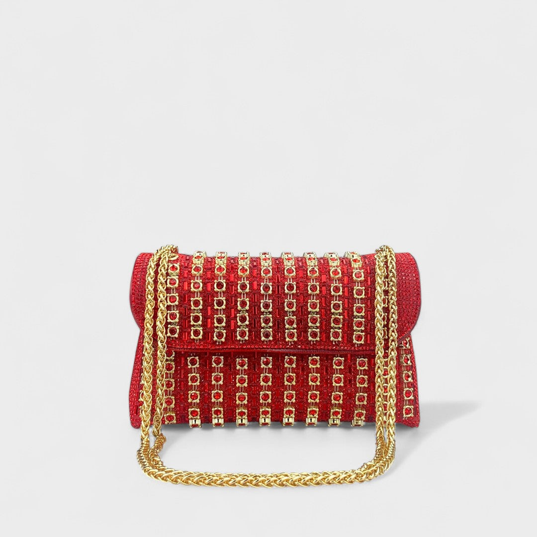 Claudia - Bolso de hombro con cadena elegante y diamantes de colores