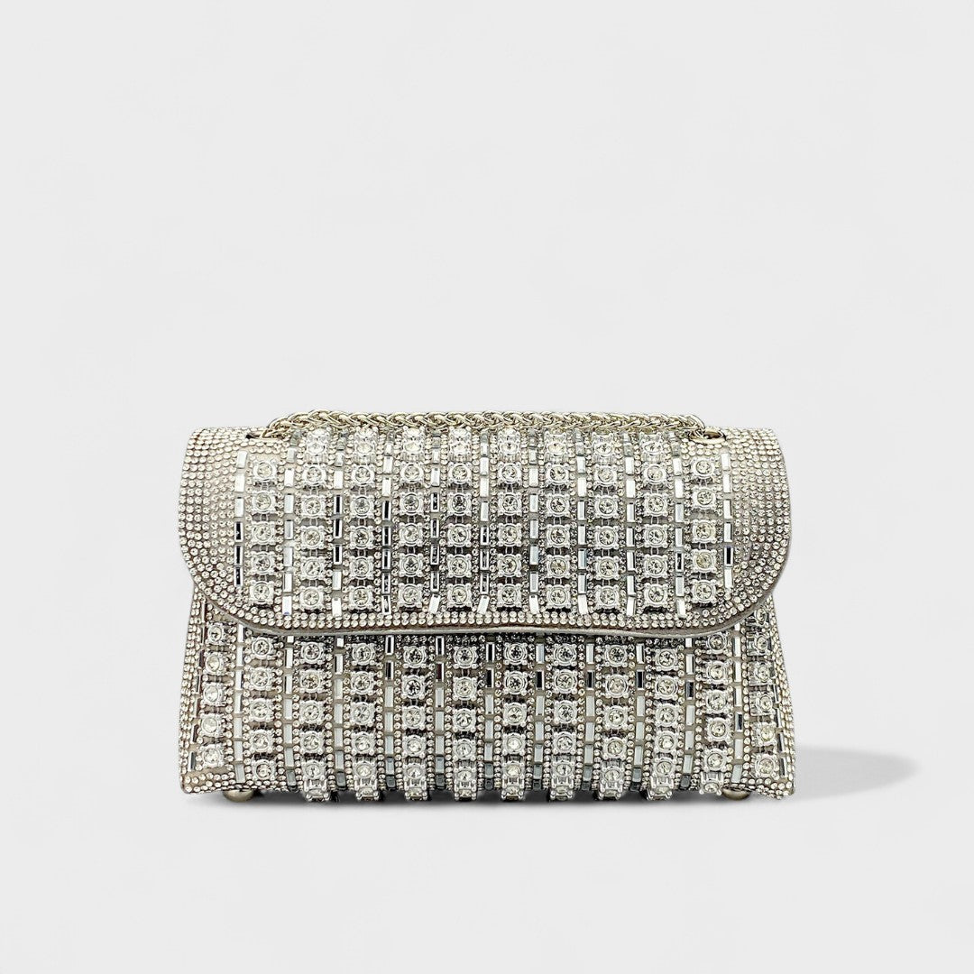 Claudia - Bolso de hombro con cadena elegante y diamantes de colores