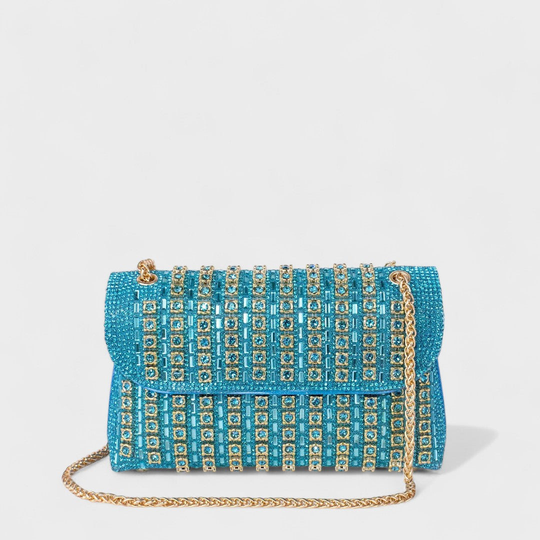 Claudia - Bolso de hombro con cadena elegante y diamantes de colores
