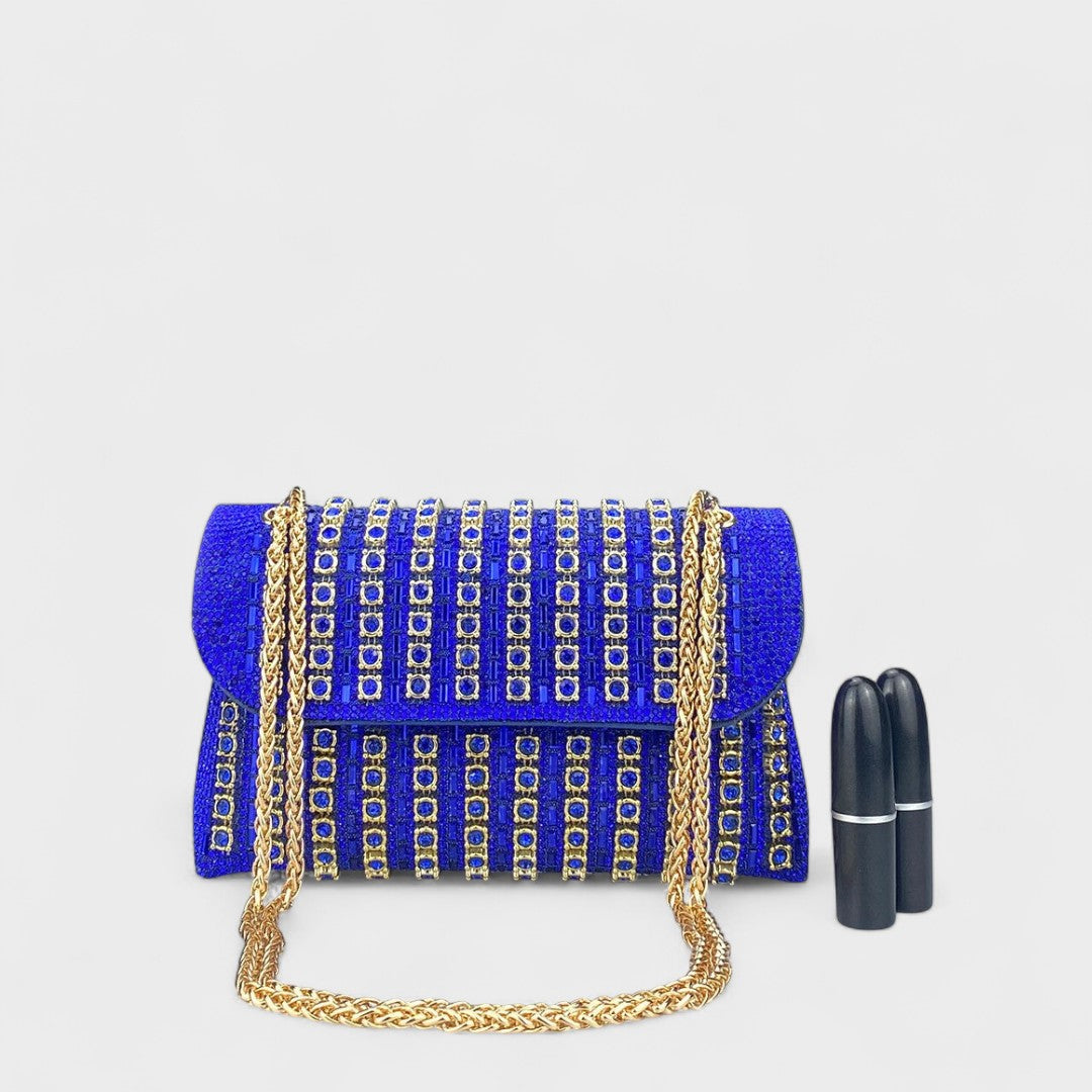 Claudia - Bolso de hombro con cadena elegante y diamantes de colores