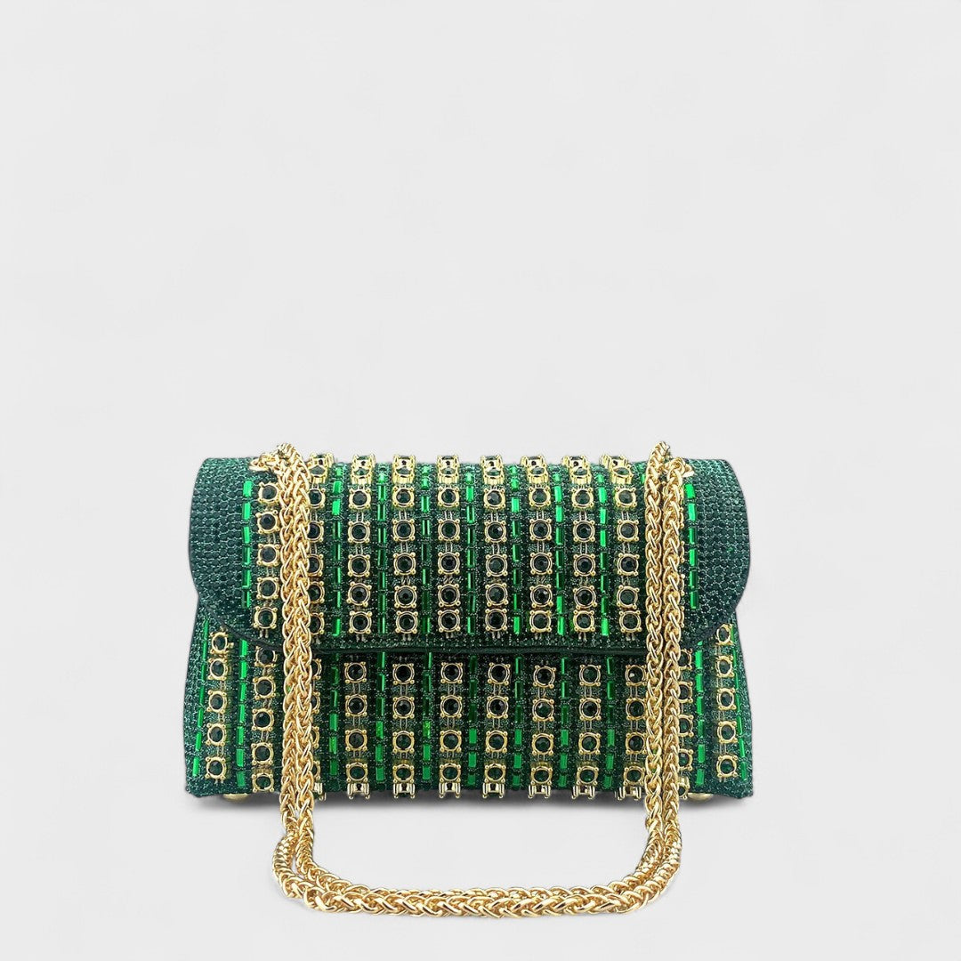 Claudia - Bolso de hombro con cadena elegante y diamantes de colores