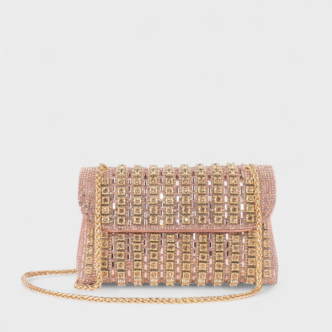 Claudia - Bolso de hombro con cadena elegante y diamantes de colores