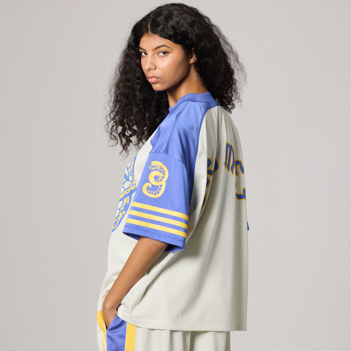Droppin Science Mesh Boxy Football Jersey Off-White