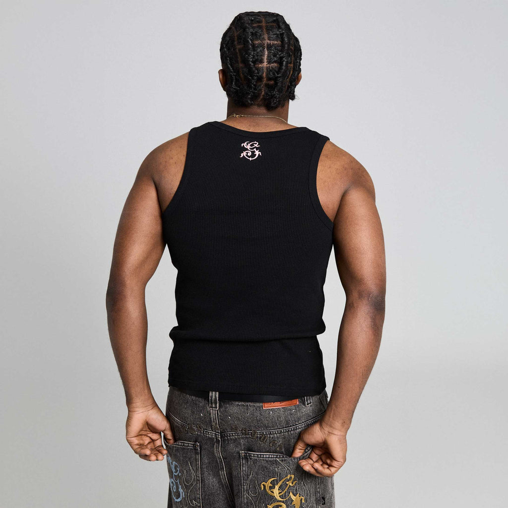 Black Chief Watcher Waffle Tank Top