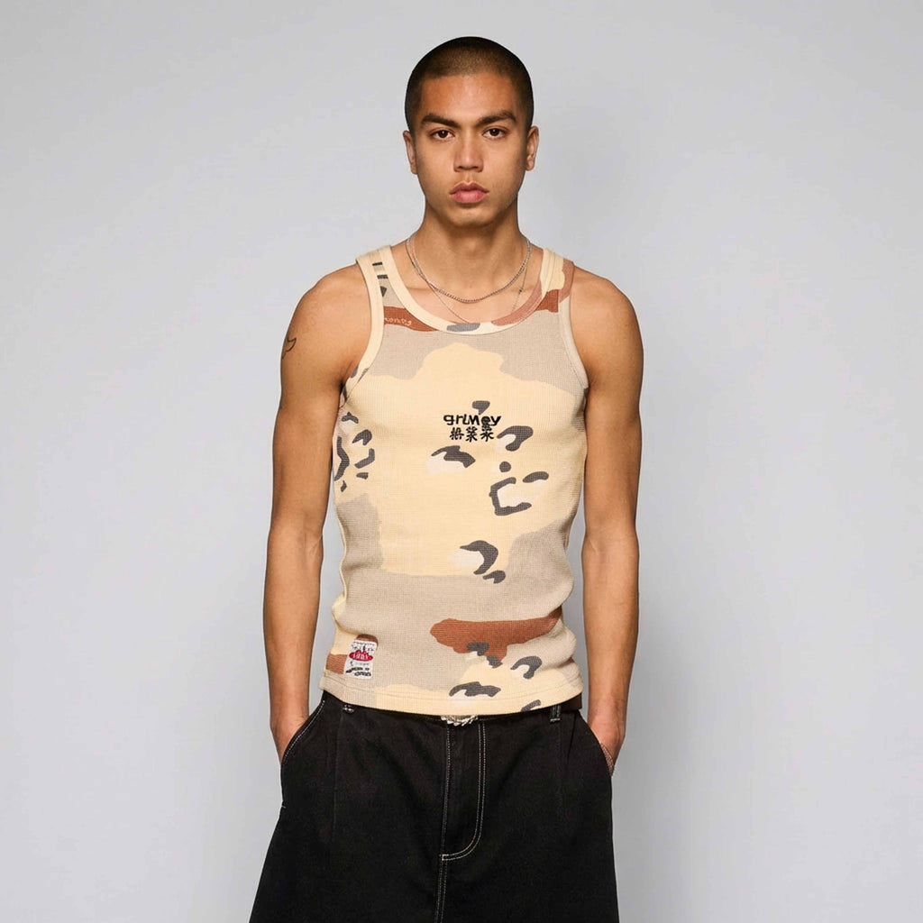 Concrete Jungle Sleeveless T-Shirt Brown Camo All-Over Print