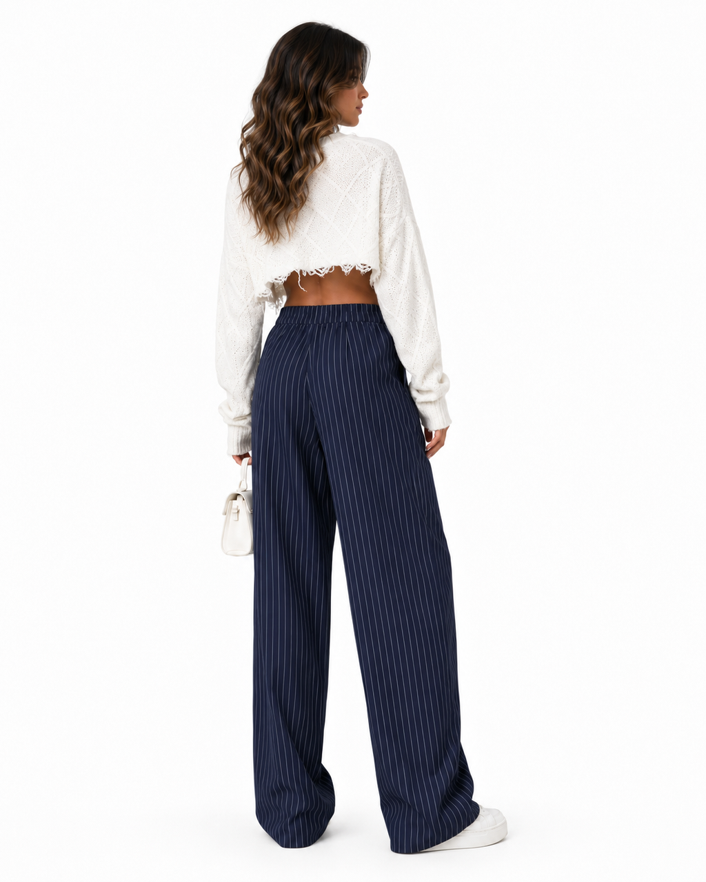 Pantalón ancho a rayas Mar