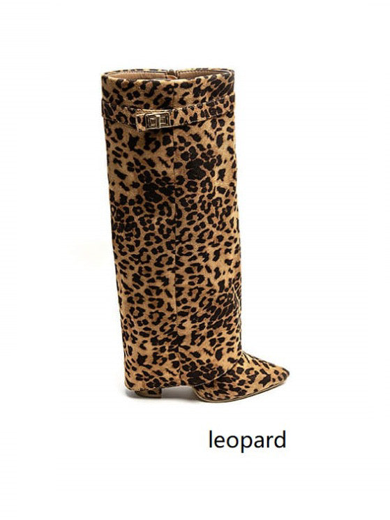 Jolie | Botas de Ante con Estampado de Leopardo