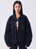 Oversized Ecru Denim Jacket with Polaris Stitching