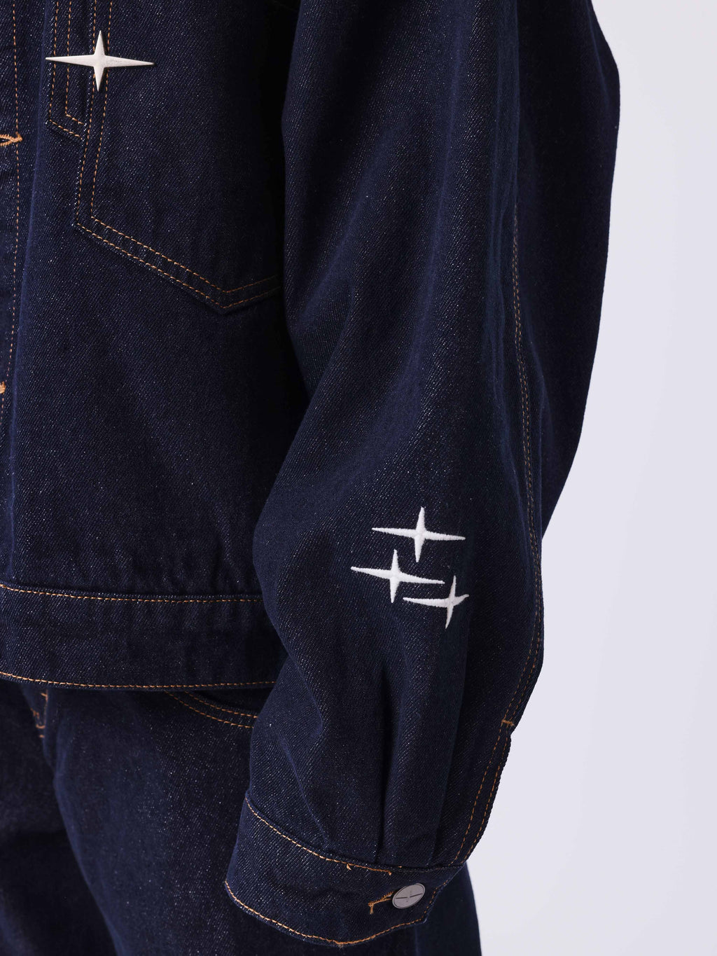 Oversized Ecru Denim Jacket with Polaris Stitching