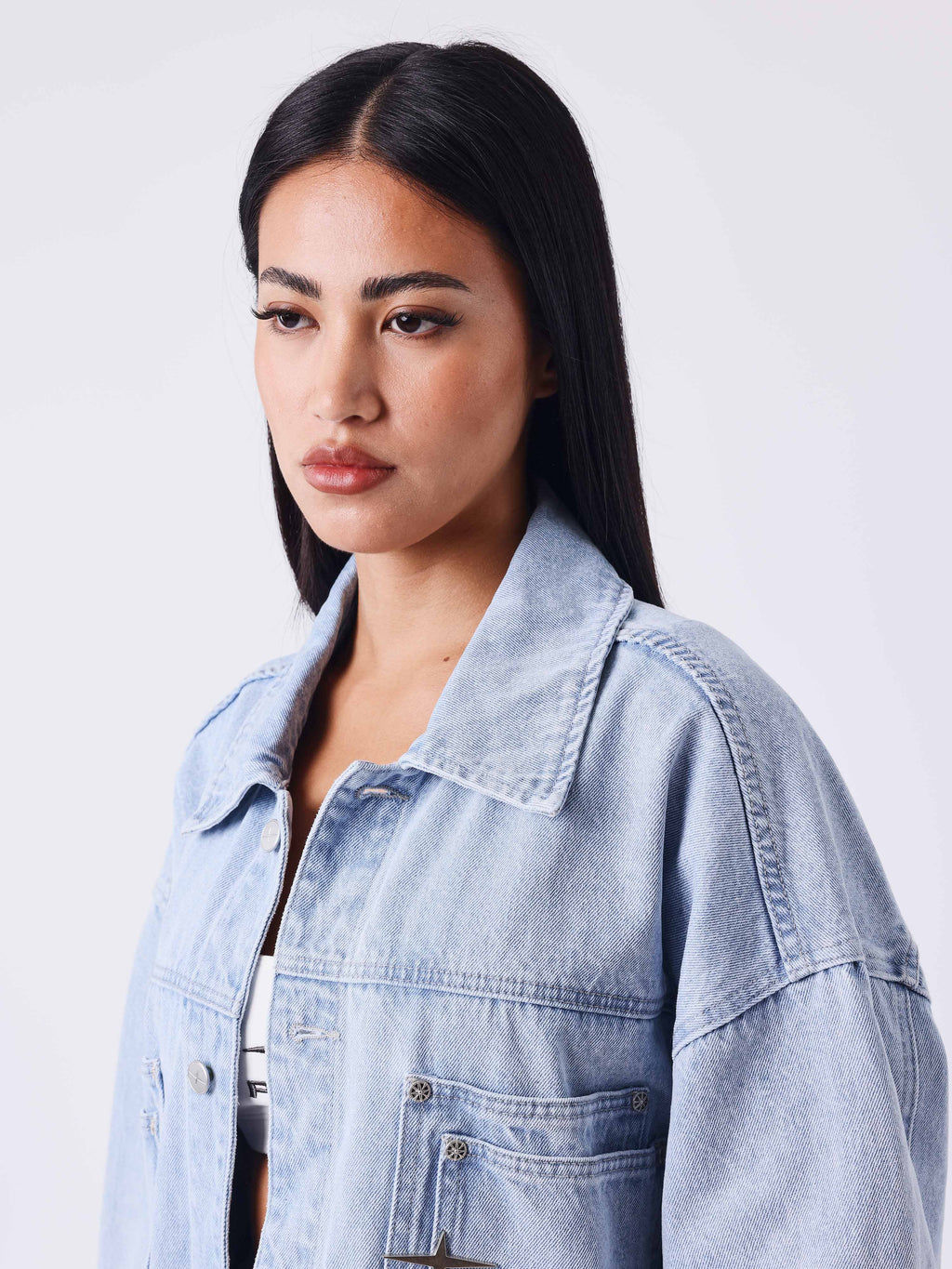 Chaqueta Oversize Vaquera Azul Desgastada Polaris