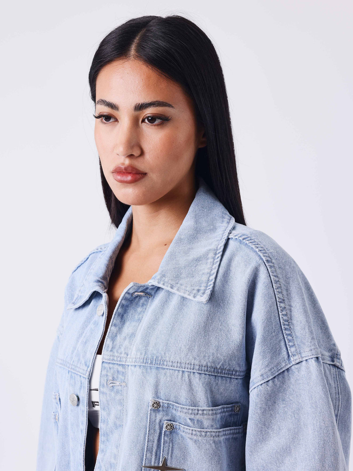 Chaqueta Oversize Vaquera Azul Desgastada Polaris