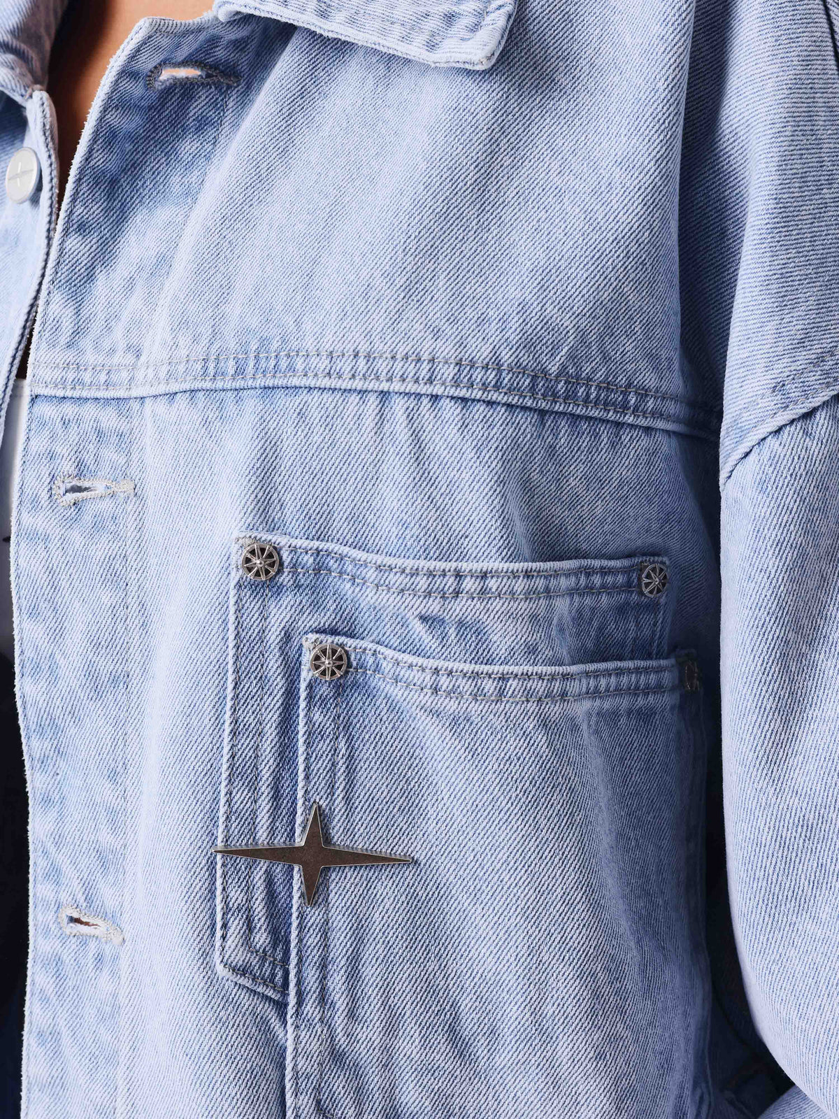 Chaqueta Oversize Vaquera Azul Desgastada Polaris