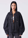 Chaqueta Oversize Vaquera Negra Desgastada Polaris