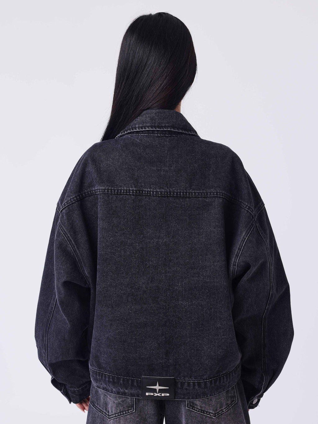 Chaqueta Oversize Vaquera Negra Desgastada Polaris