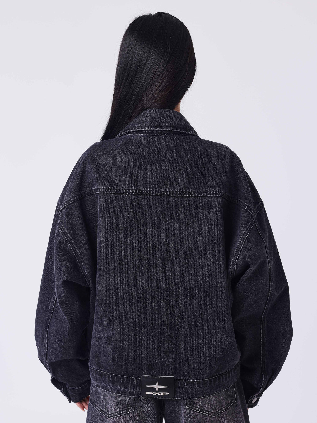 Chaqueta Oversize Vaquera Negra Desgastada Polaris
