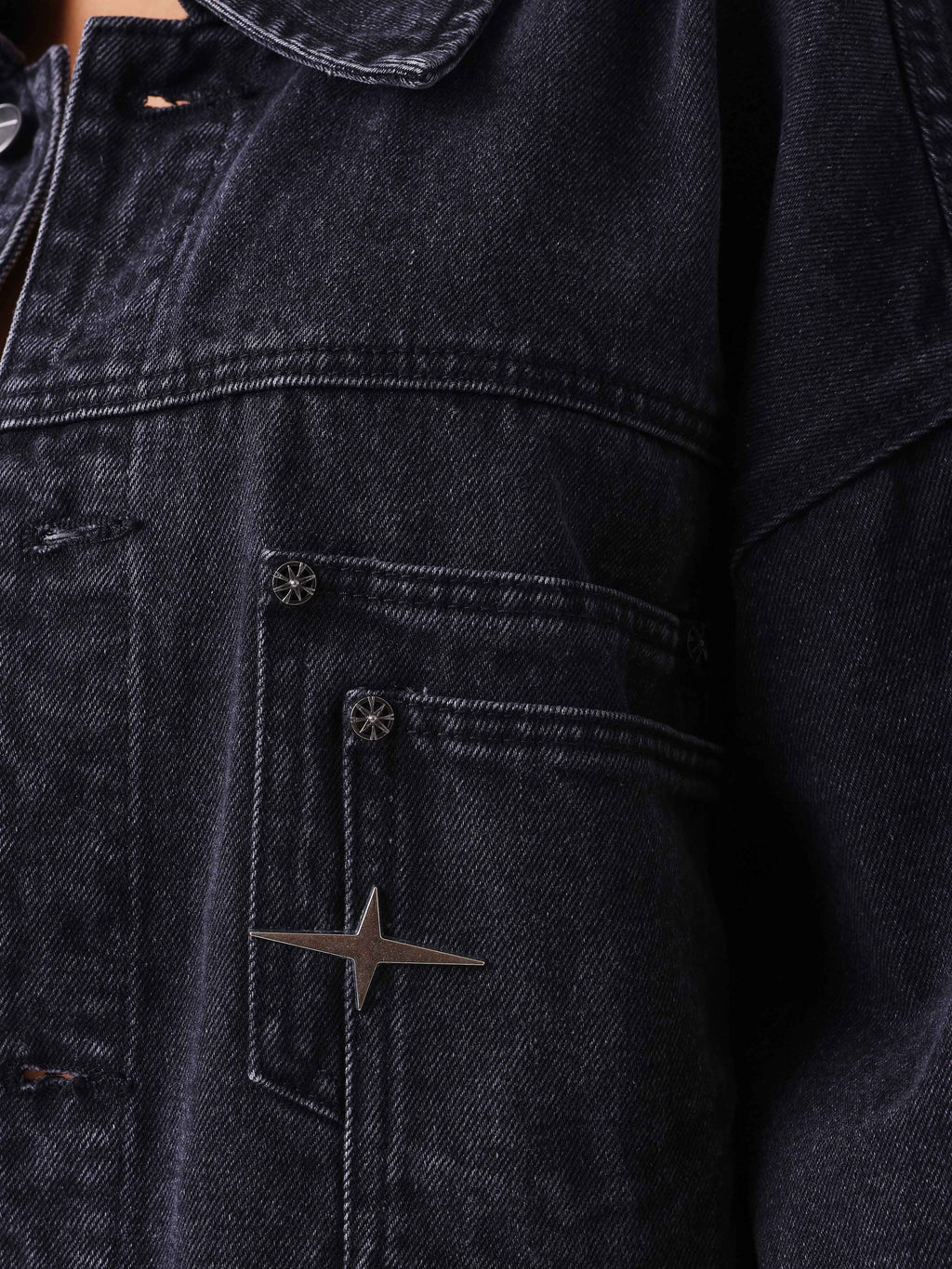 Chaqueta Oversize Vaquera Negra Desgastada Polaris