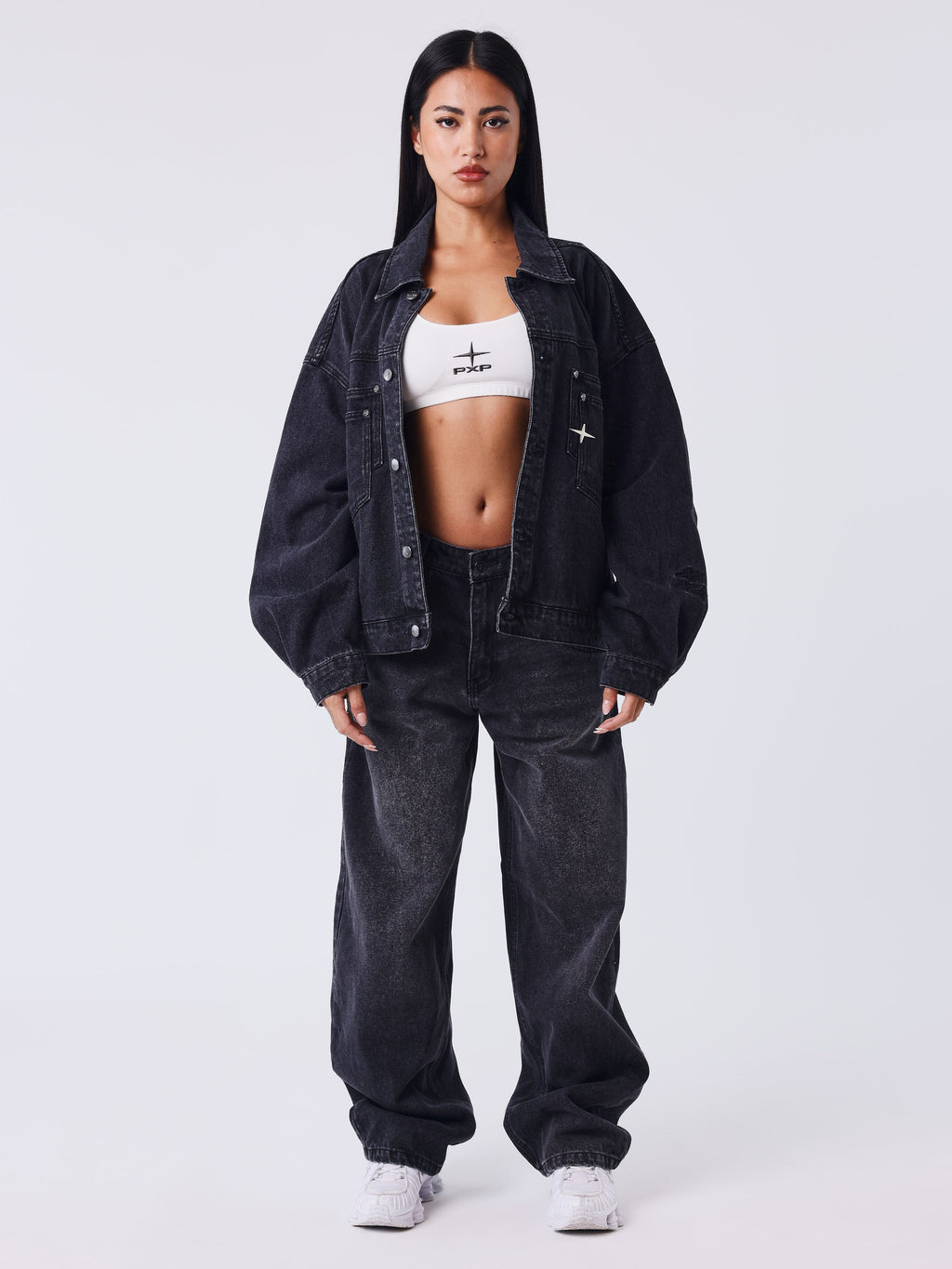 Faded Black Barrel Denim Jeans