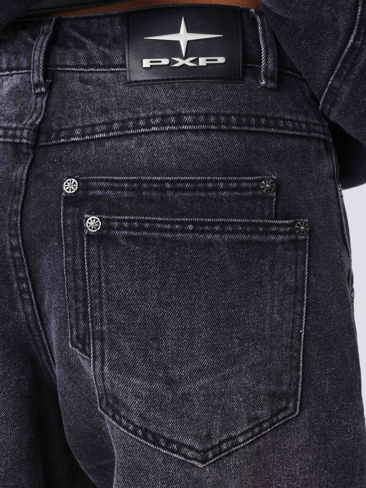 Faded Black Barrel Denim Jeans