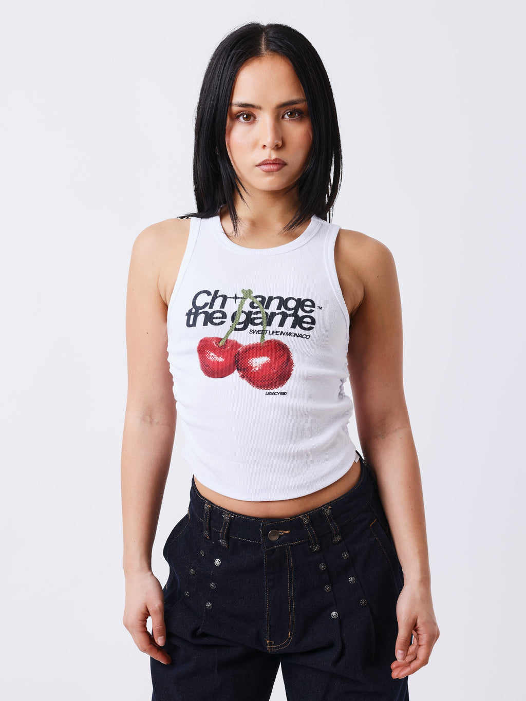 Top Estampado Cerezas Blanco
