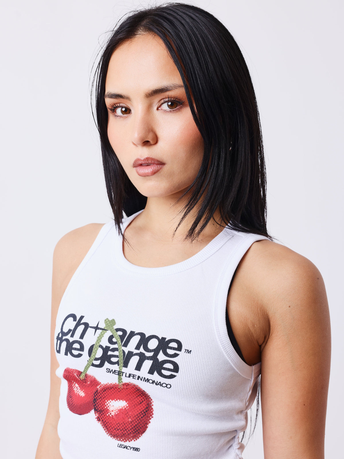 Top Estampado Cerezas Blanco