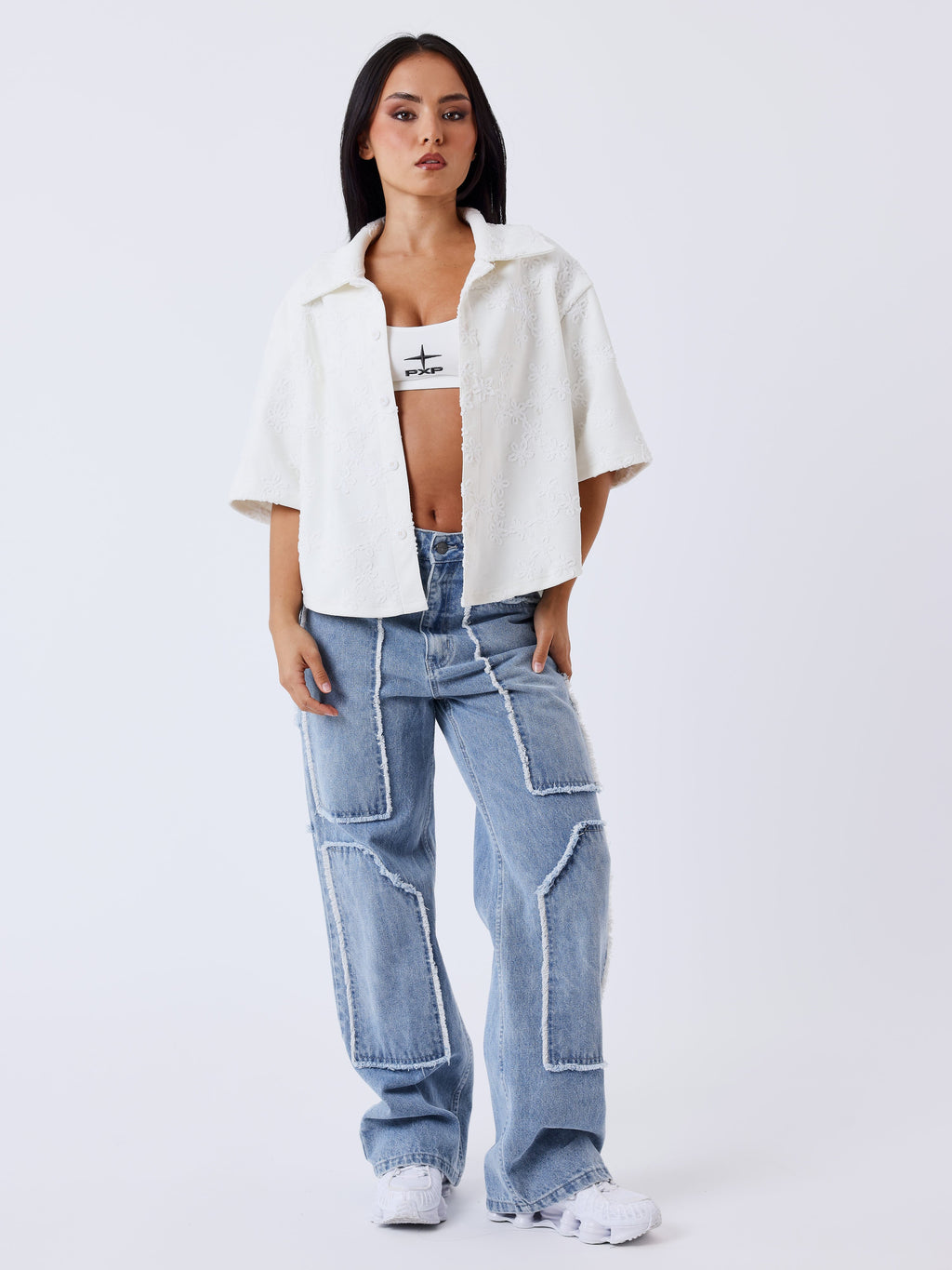 Embossed Floral Embroidered Shirt