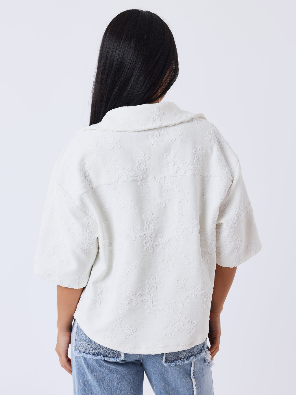 Embossed Floral Embroidered Shirt