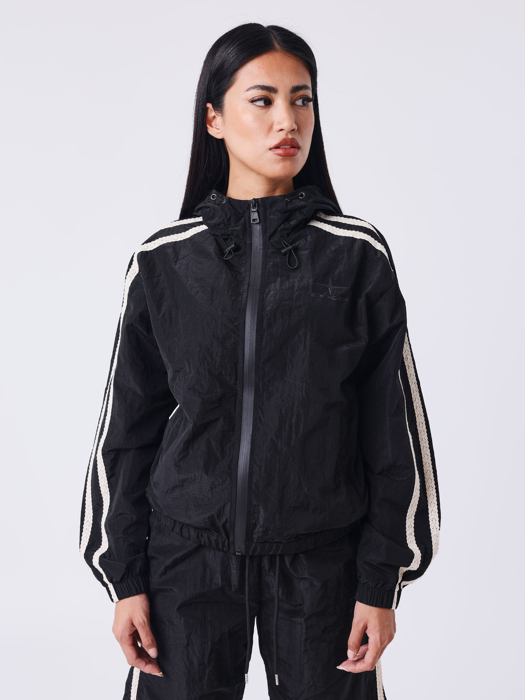 Chaqueta con Cremallera y Bandas de Ganchillo Sportly