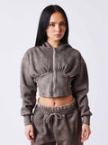 Illusion Cropped Zip-Up Hoodie