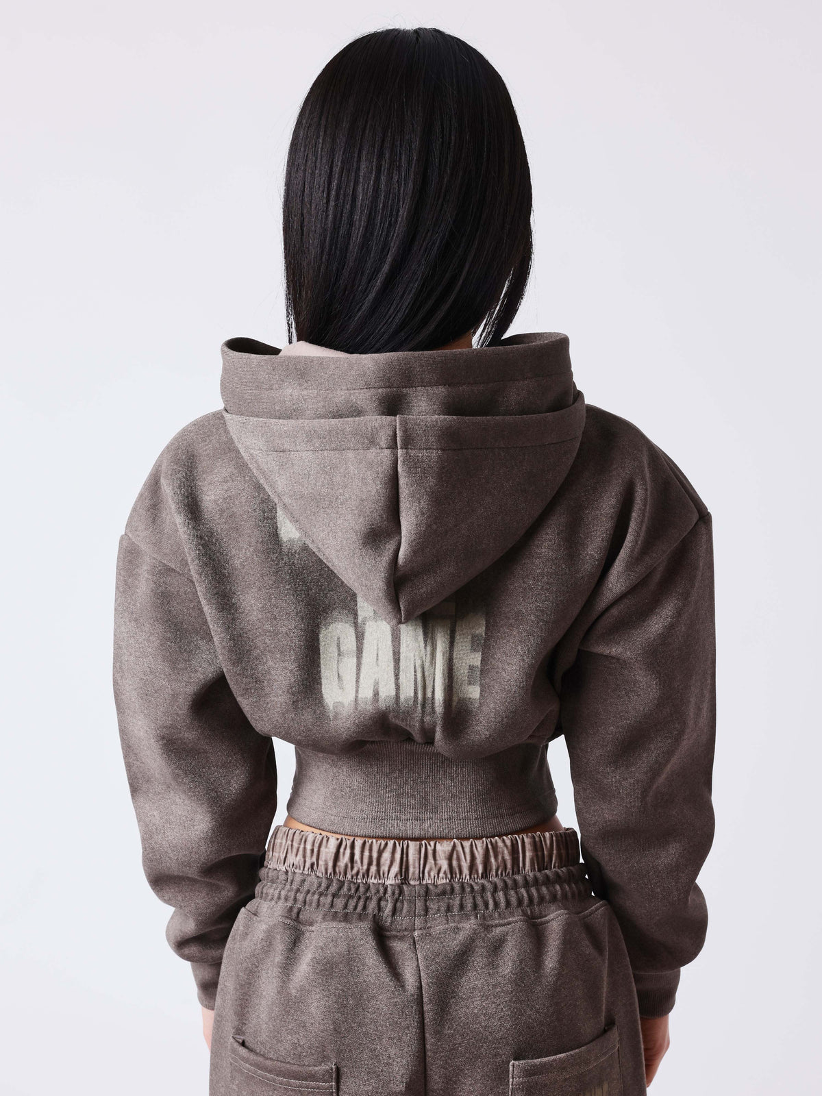 Illusion Cropped Zip-Up Hoodie