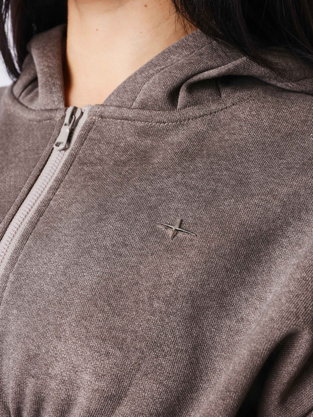 Illusion Cropped Zip-Up Hoodie