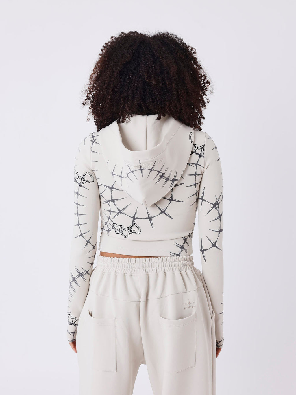 Sudadera con Capucha y Cremallera Estampado Alambre y Cadenas
