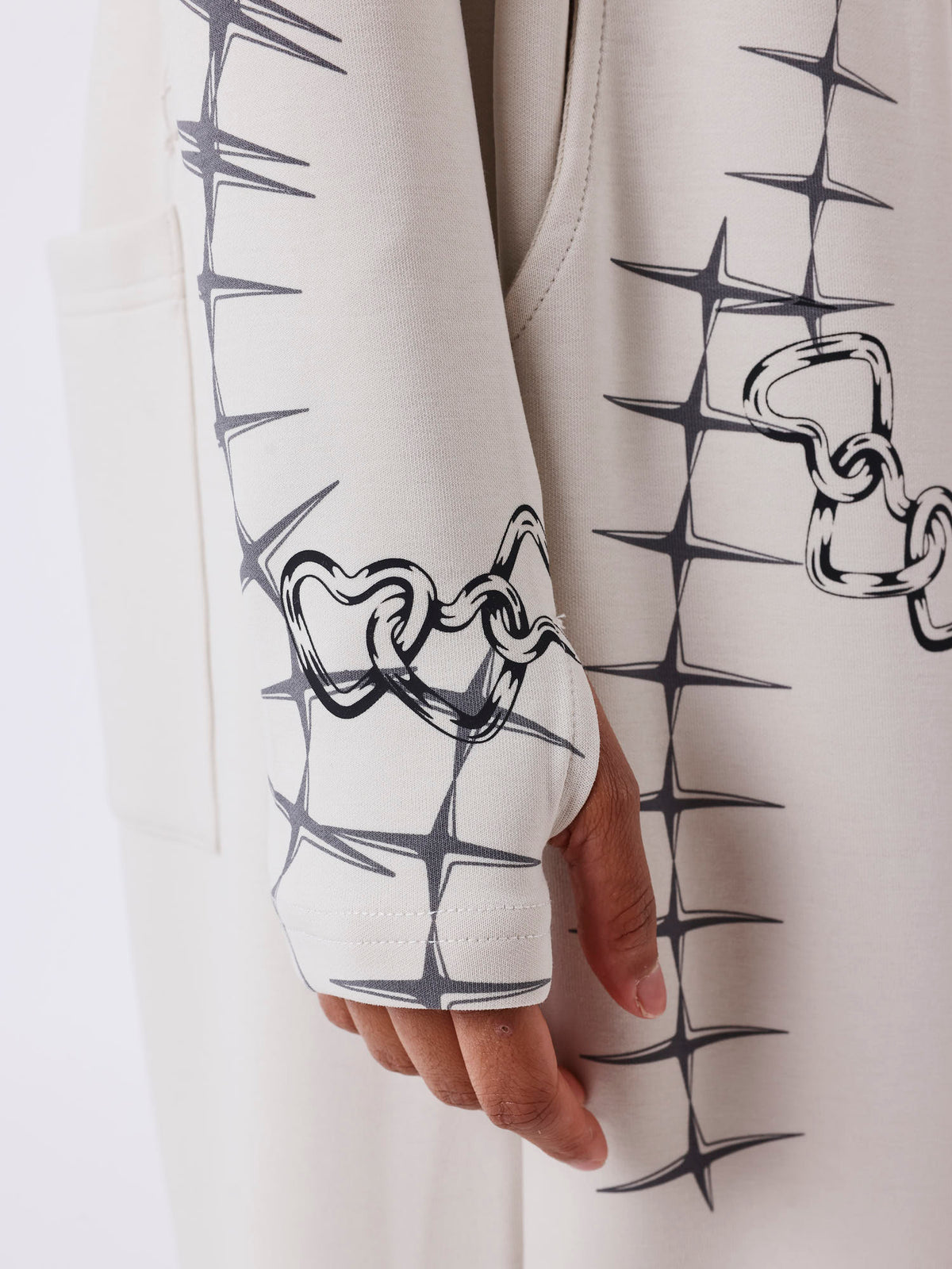 Sudadera con Capucha y Cremallera Estampado Alambre y Cadenas